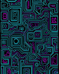 Circuit Board Neon Lines Pattern Rug