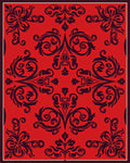 Red Vintage Floral Damask Design Rug