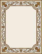 Ornamental Gold Brown Floral Frame Rug