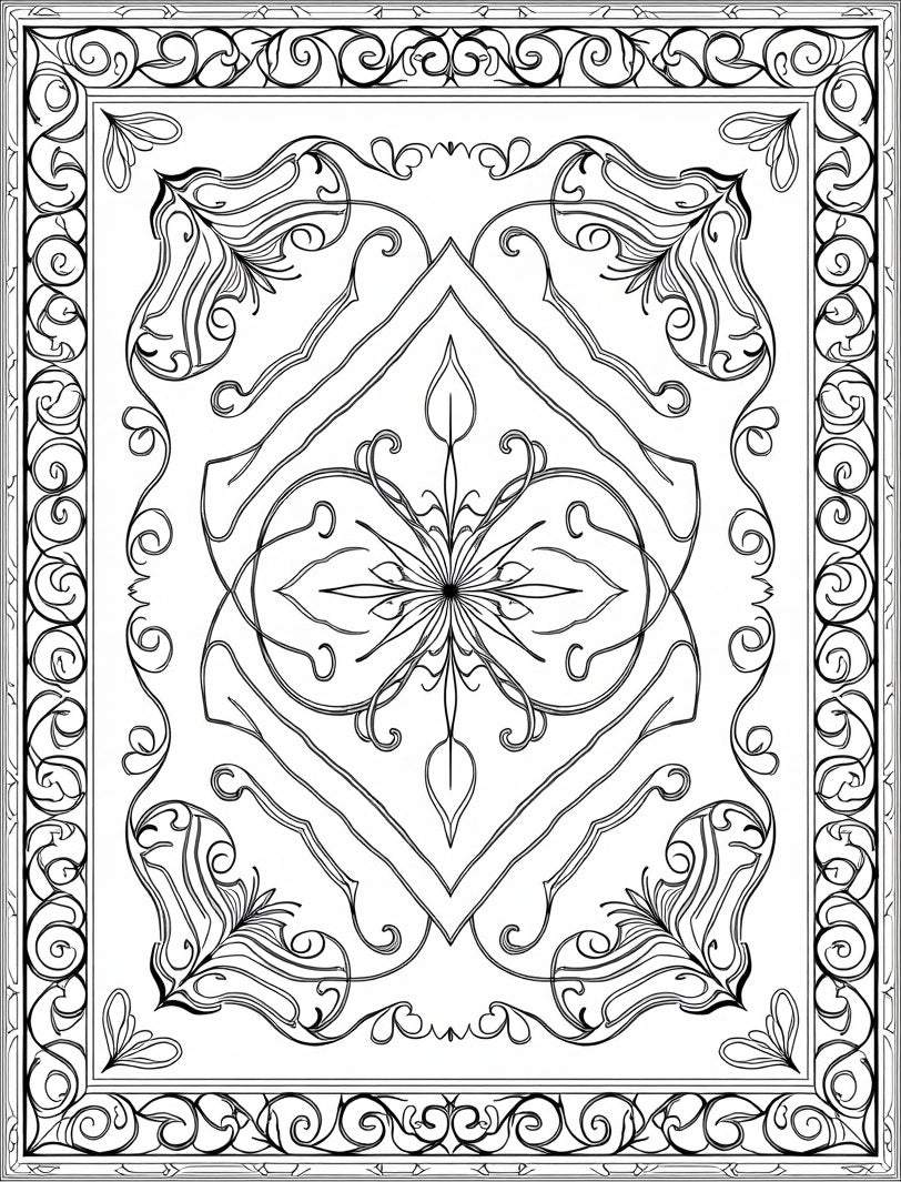 Intricate Floral Swirl Abstract Design Rug