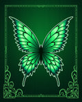 Emerald Green Butterfly Wing Illustration Rug