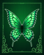 Emerald Green Butterfly Wing Illustration Rug