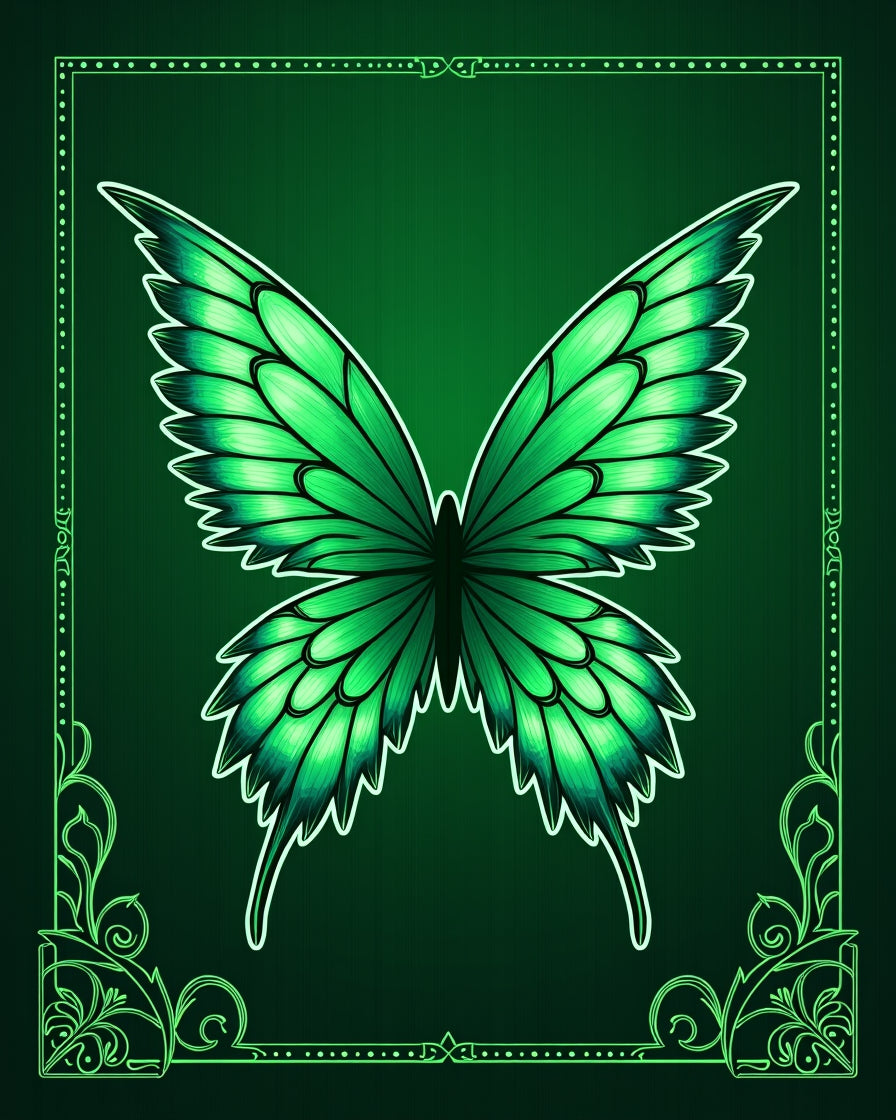Emerald Green Butterfly Wing Illustration Rug