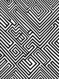 Abstract Black White Geometric Maze Pattern Rug