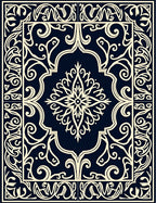 Classic Floral Scrollwork Ivory Navy Rug