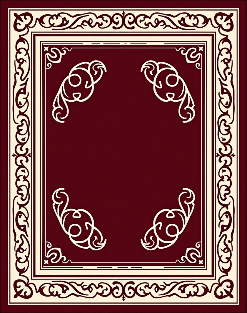 Classic Burgundy Cream Ornamental Design Rug