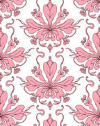 Pink Floral Damask Patterned Rug