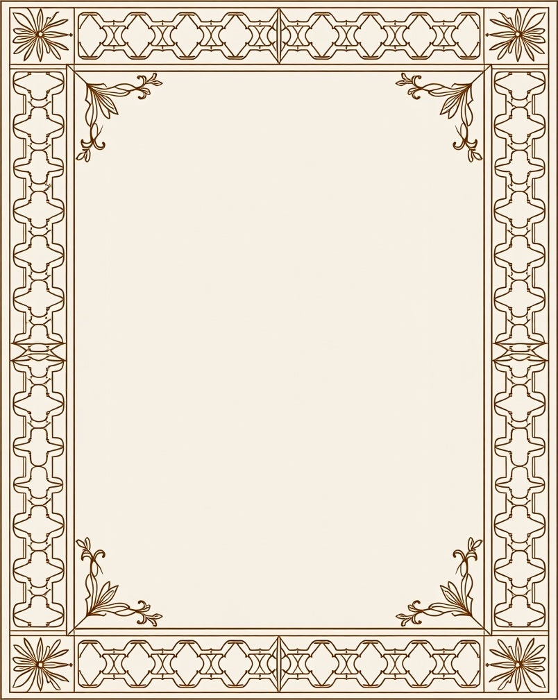 Elegant Brown Geometric Floral Borders Rug