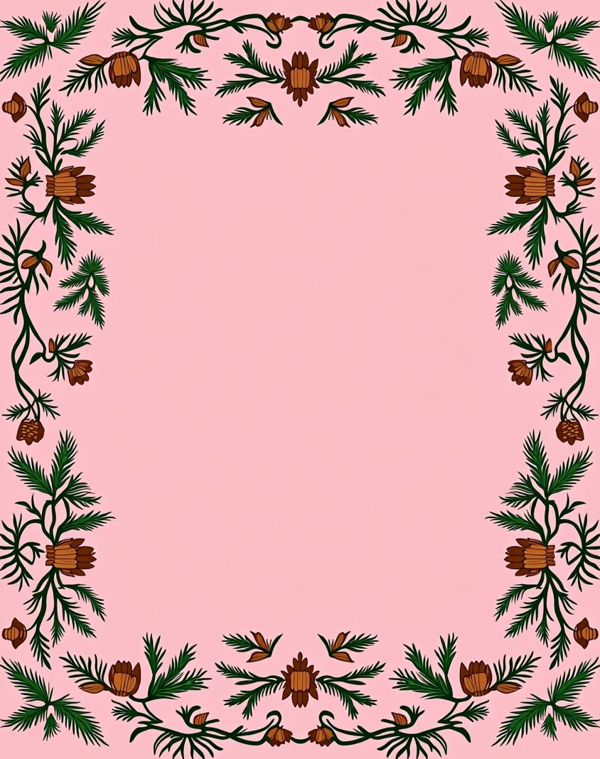 Rustic Evergreen Floral Garland Rug