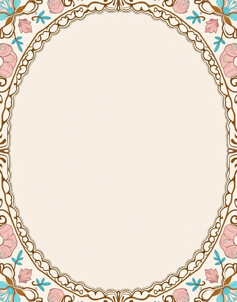 Floral Bordered Cream Ornamental Design Rug
