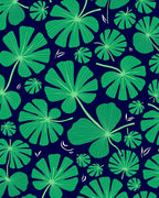 Emerald Ginko Leaf Pattern Rug