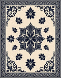 Dark Floral Symmetry Mandala Border Rug