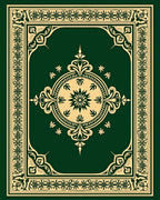 Classic Green Gold Medallion Border Rug