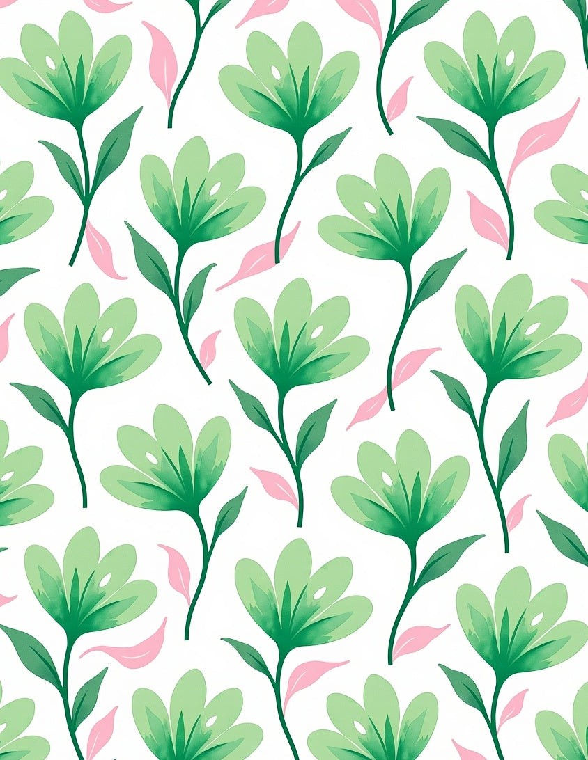 Soft Green Flower Pattern Design Rug