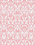 Classic Intricate Pink Damask Pattern Rug