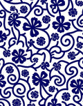 Blue Floral Vine Scroll Rug