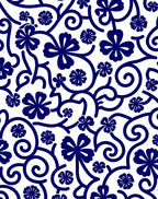 Blue Floral Vine Scroll Rug