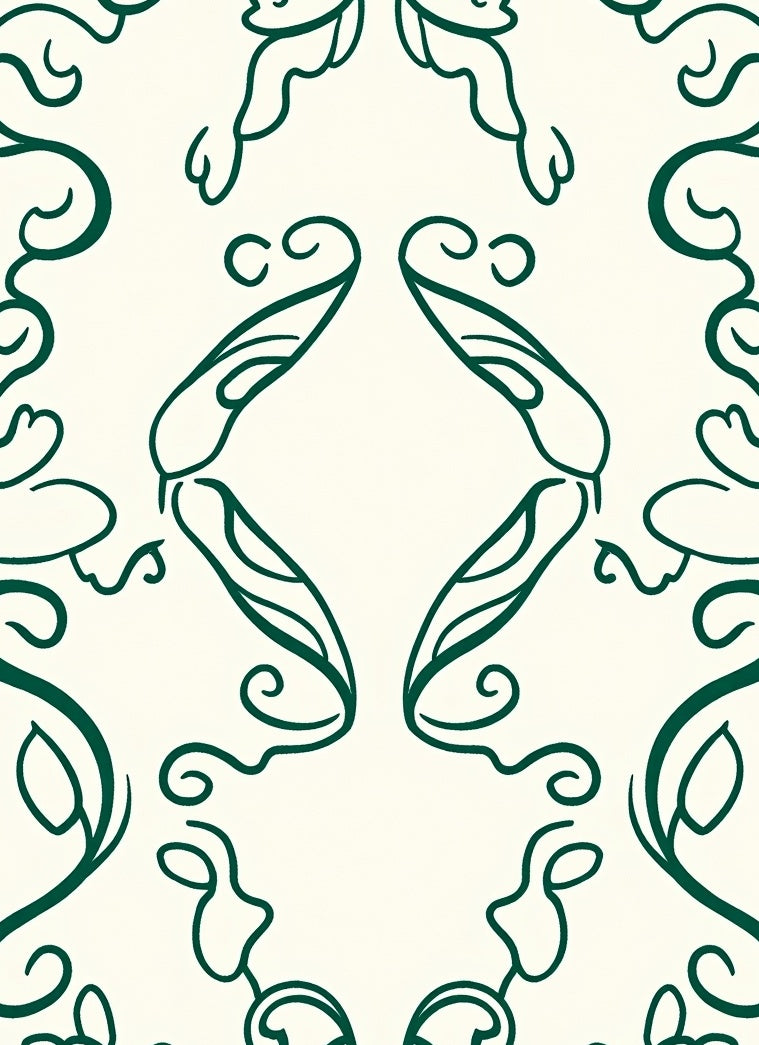 Elegant Jade Swirl Floral Pattern Rug