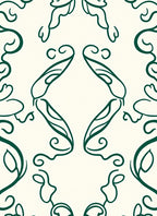 Elegant Jade Swirl Floral Pattern Rug