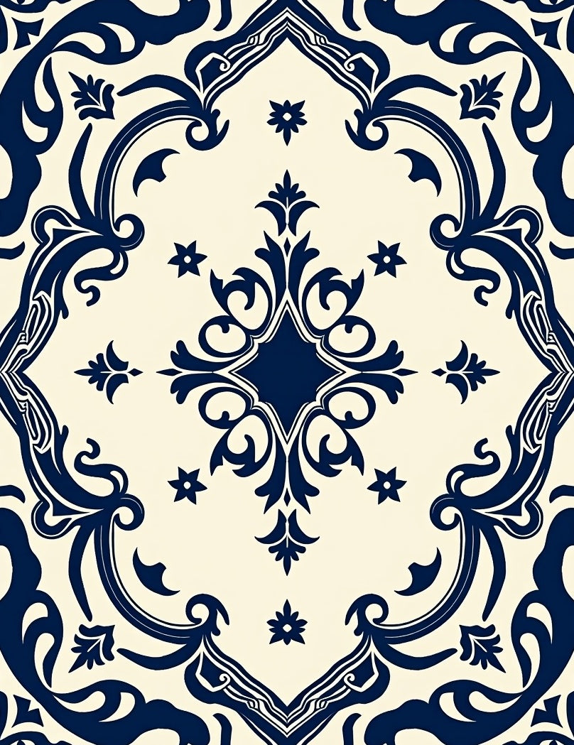 Classic Scrollwork Floral Design Rug