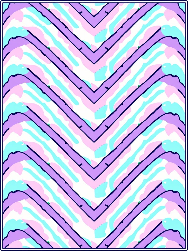 Chevron Pastel Swirl Design Rug