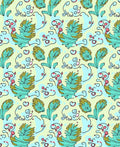 Whimsical Teal Leafy Abstract Design Rug