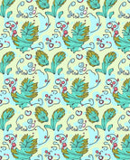 Whimsical Teal Leafy Abstract Design Rug