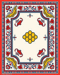 Red Yellow Floral Honeycomb Border Rug