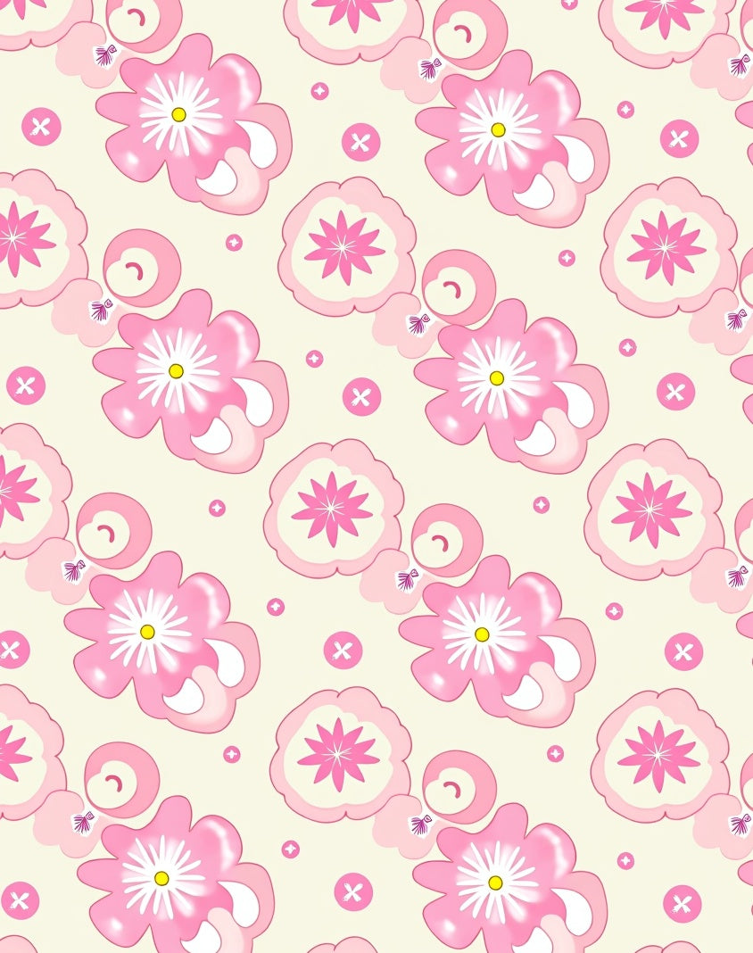 Charming Pink Floral Pattern Design Rug