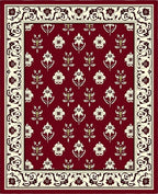 Ornate Floral Patterned Border Rug