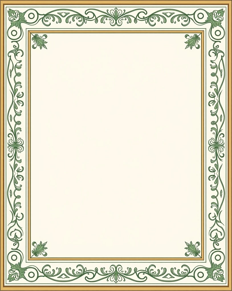 Ornate Green Golden Floral Scroll Design Rug