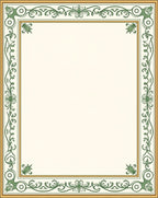 Ornate Green Golden Floral Scroll Design Rug