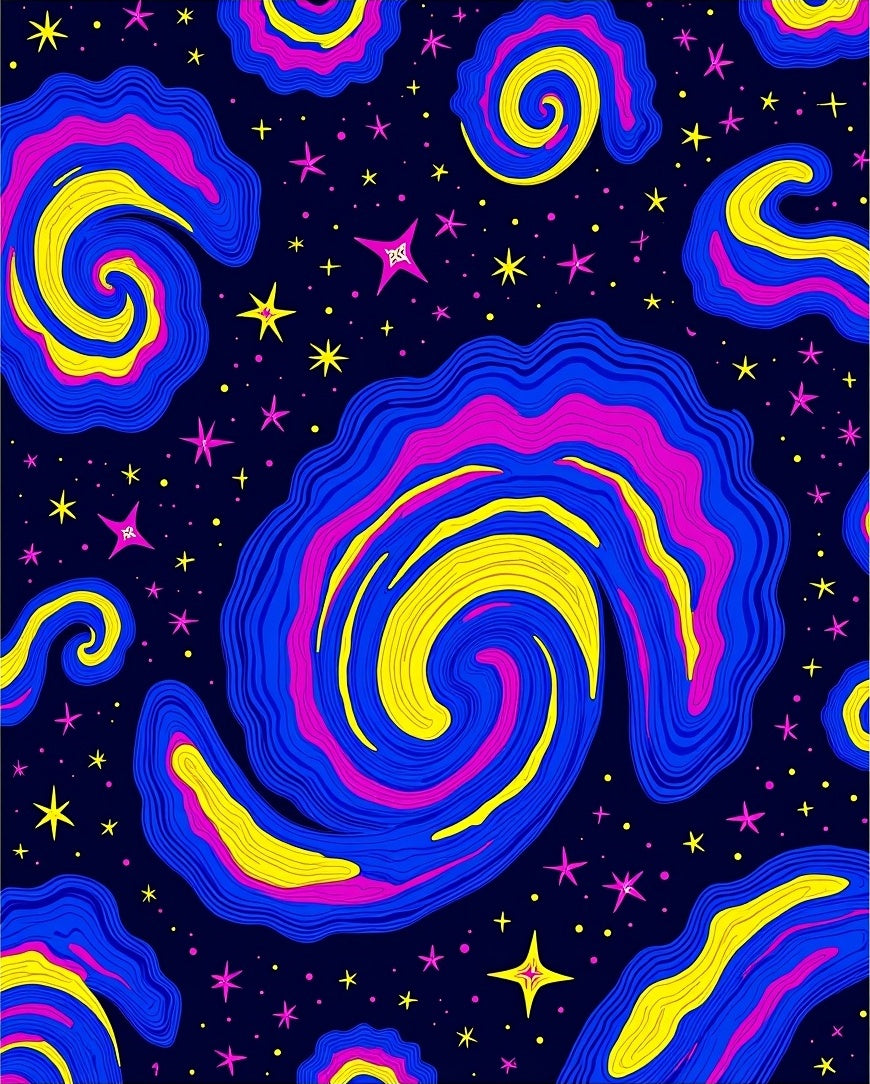 Vibrant Swirl Galactic Pattern Rug