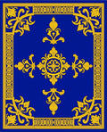 Royal Blue Gold Classic Floral Rug