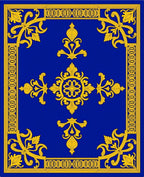 Royal Blue Gold Classic Floral Rug