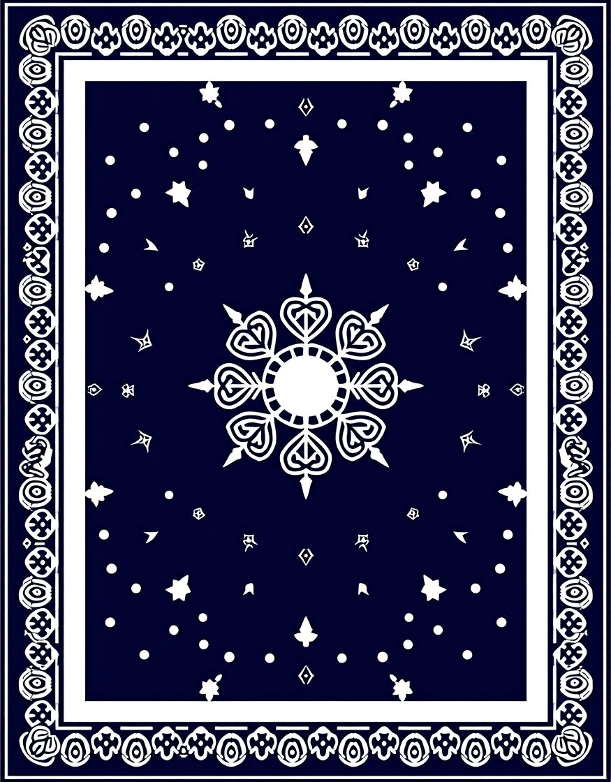 Star Cluster Ornate Border Design Rug