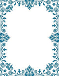 Classic Teal Floral Swirl Border Rug