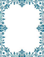 Classic Teal Floral Swirl Border Rug