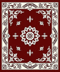 Ornate Floral Red Cream Medallion Rug