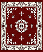 Ornate Floral Red Cream Medallion Rug