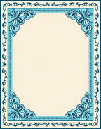 Ornate Blue Floral And Scroll Design Rug