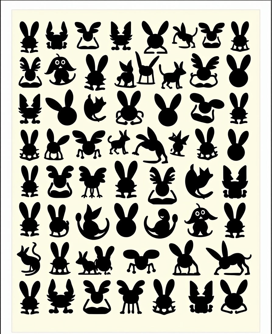 Whimsical Bunny Silhouette Collection Rug