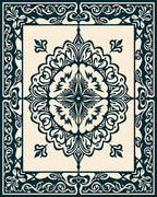 Damask With Intricate Symmetry Pattern Rug