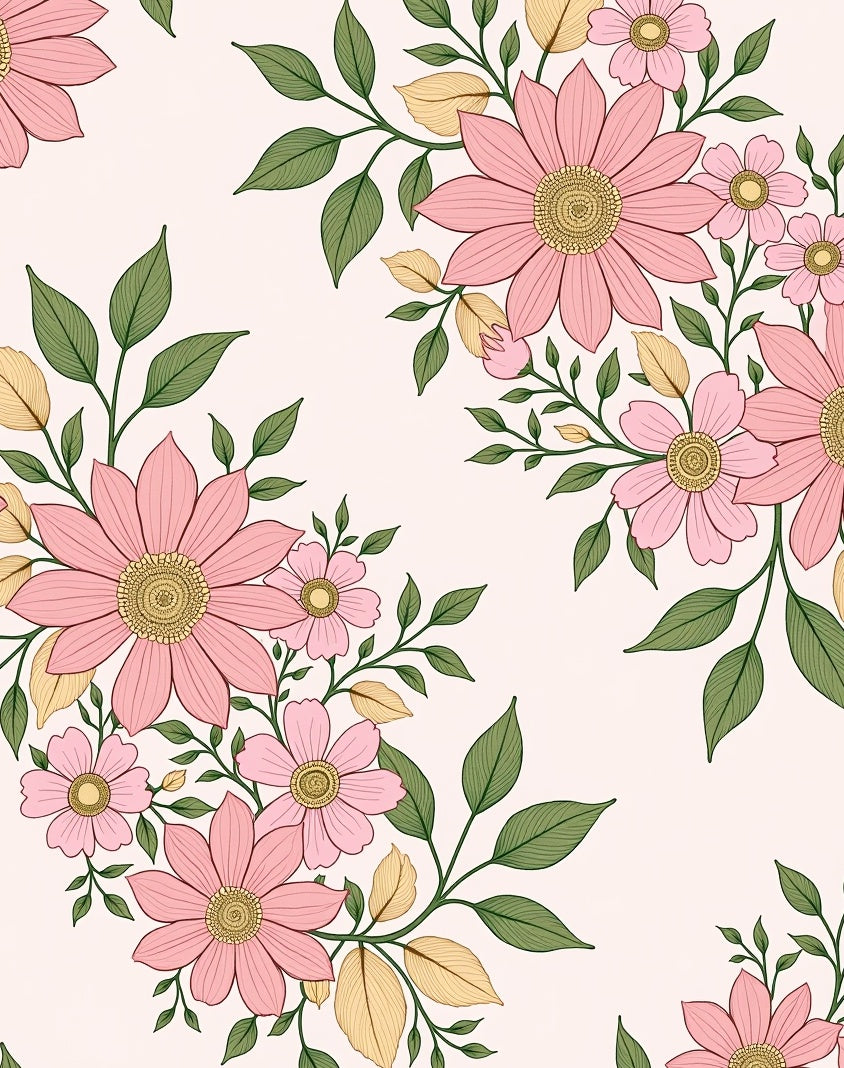 Pink Floral Bouquet Pattern Rug