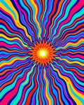 Vibrant Sunburst Rainbow Waves Rug