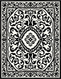 Classic Black White Floral Pattern Rug