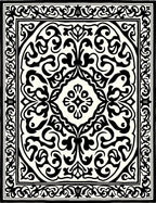 Classic Black White Floral Pattern Rug