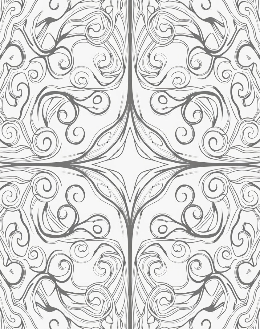 Elegant Swirl Floral Line Art Design Rug