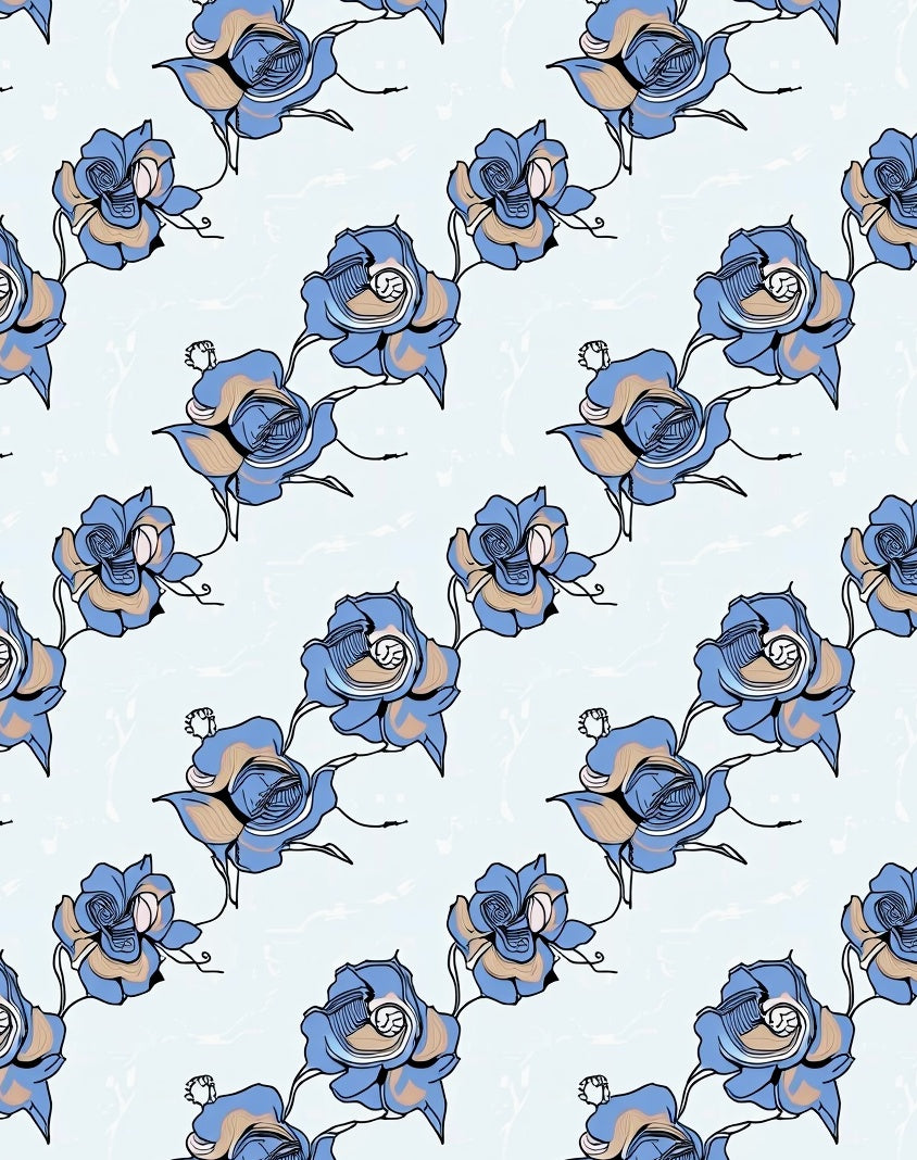 Blue Rose Abstract Pattern Design Rug