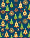 Festive Green Yellow Trees Sunbursts Rug